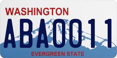 WA license plate ABA0011