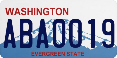 WA license plate ABA0019