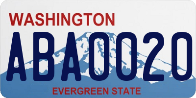 WA license plate ABA0020