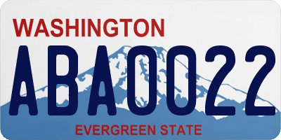 WA license plate ABA0022