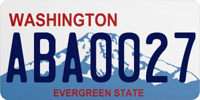 WA license plate ABA0027