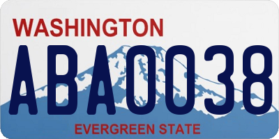 WA license plate ABA0038