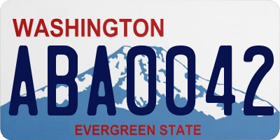 WA license plate ABA0042