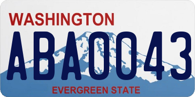 WA license plate ABA0043