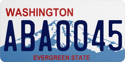 WA license plate ABA0045