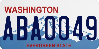 WA license plate ABA0049