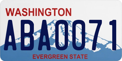 WA license plate ABA0071