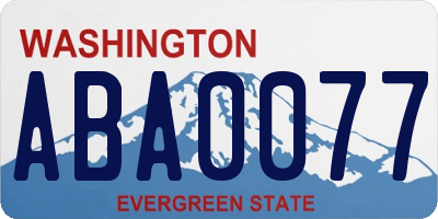 WA license plate ABA0077