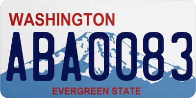 WA license plate ABA0083