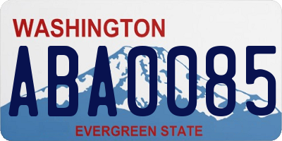 WA license plate ABA0085