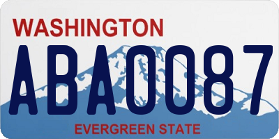 WA license plate ABA0087