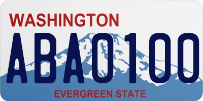 WA license plate ABA0100