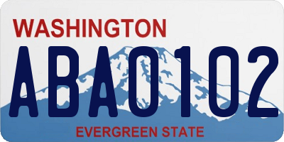 WA license plate ABA0102