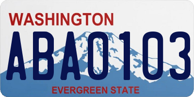 WA license plate ABA0103
