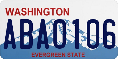 WA license plate ABA0106