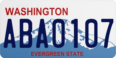 WA license plate ABA0107