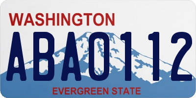 WA license plate ABA0112