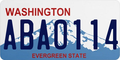 WA license plate ABA0114