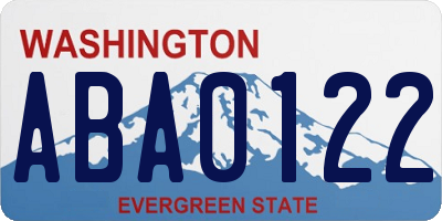 WA license plate ABA0122