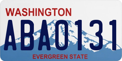 WA license plate ABA0131