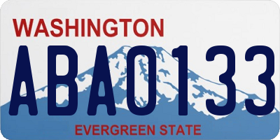 WA license plate ABA0133