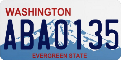 WA license plate ABA0135