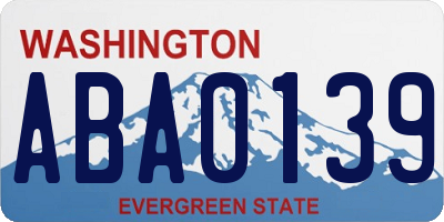 WA license plate ABA0139