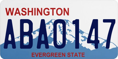 WA license plate ABA0147