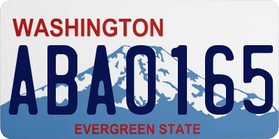 WA license plate ABA0165