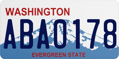 WA license plate ABA0178
