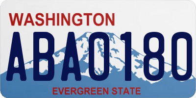 WA license plate ABA0180