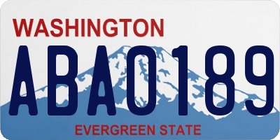 WA license plate ABA0189