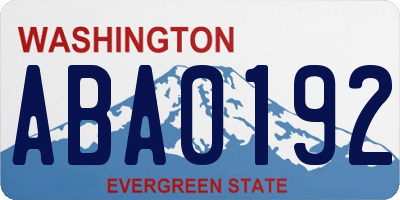 WA license plate ABA0192