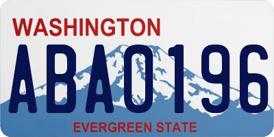 WA license plate ABA0196