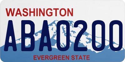 WA license plate ABA0200
