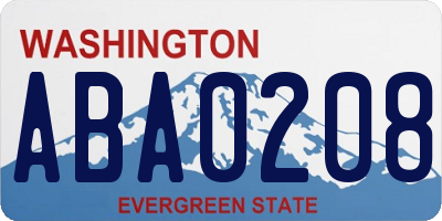 WA license plate ABA0208