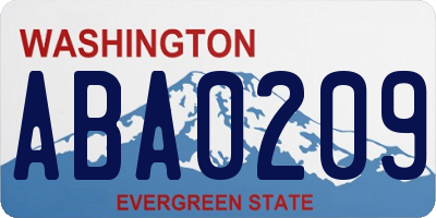 WA license plate ABA0209