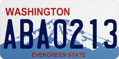 WA license plate ABA0213