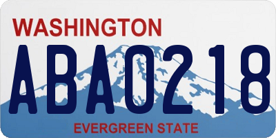 WA license plate ABA0218