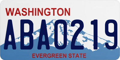WA license plate ABA0219