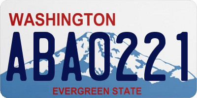 WA license plate ABA0221