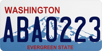 WA license plate ABA0223