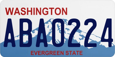 WA license plate ABA0224