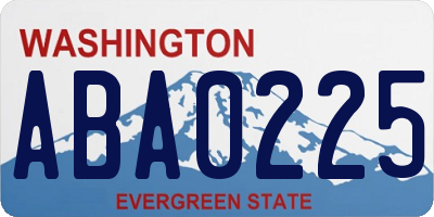 WA license plate ABA0225