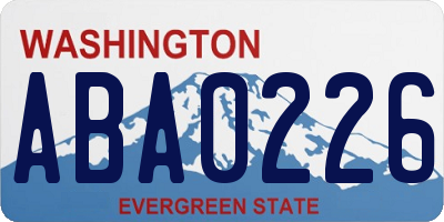 WA license plate ABA0226
