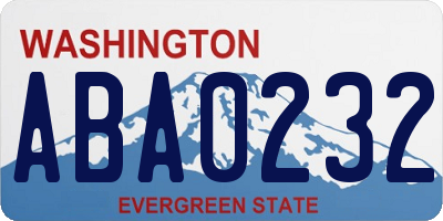 WA license plate ABA0232