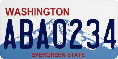 WA license plate ABA0234