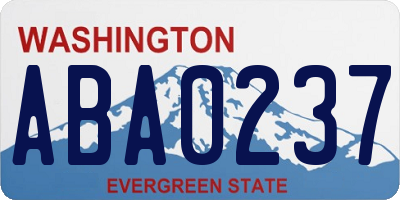 WA license plate ABA0237