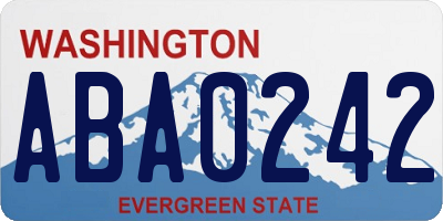 WA license plate ABA0242