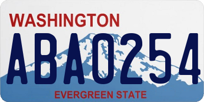 WA license plate ABA0254